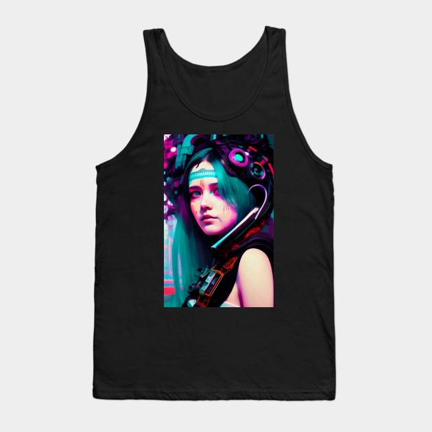 Abstract Cyberpunk Girl Tank Top by Voodoo Production